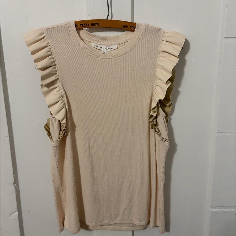 MELISSA NEPTON Cream Ribbed Top - Picture 4 of 5